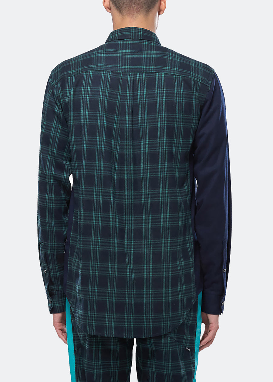 Konus Men's Color Blocked Button Up shirt in Green - shopatkonus