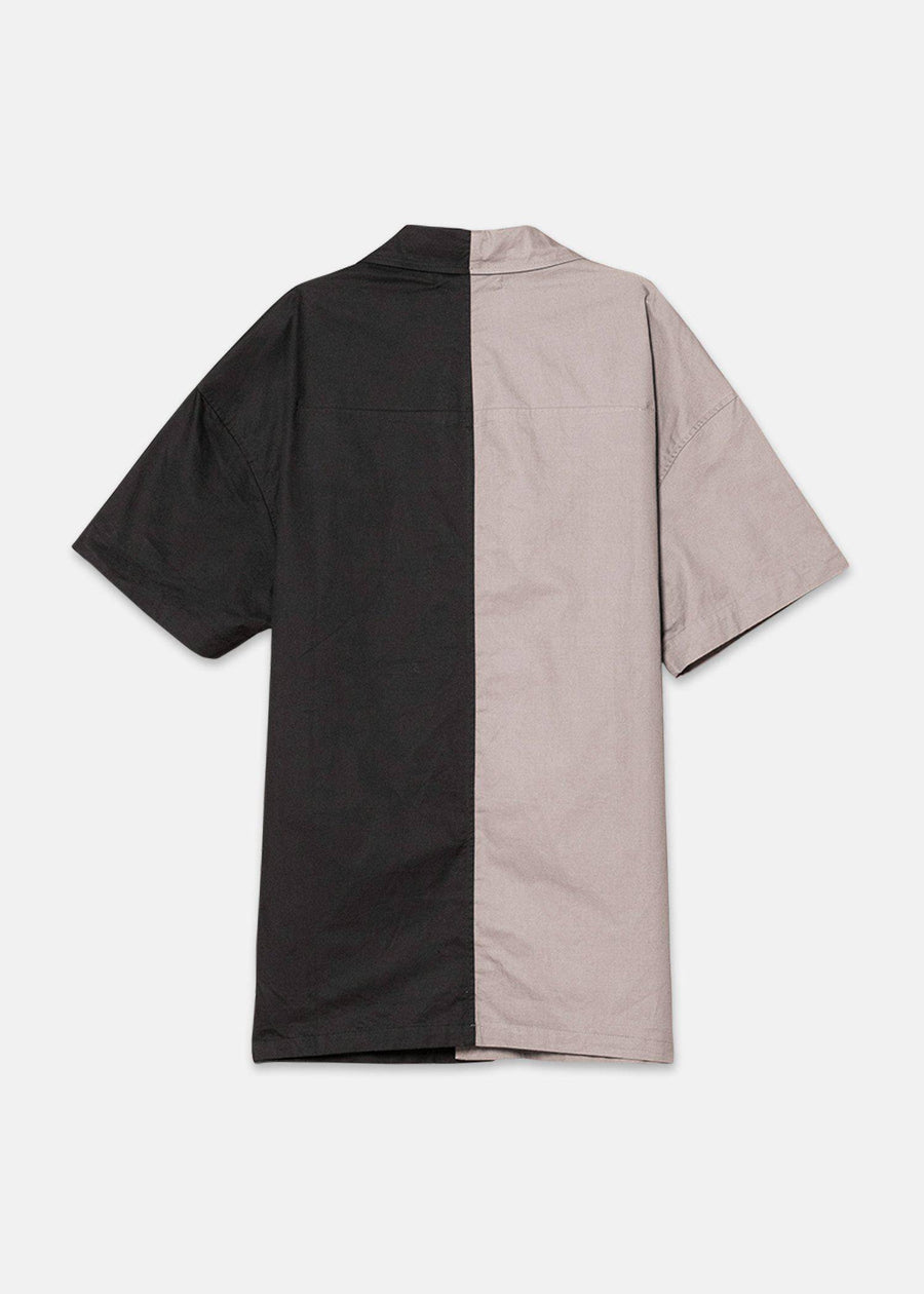 Konus Men's Bellow Pocket Oversize Shirt in Black Khaki