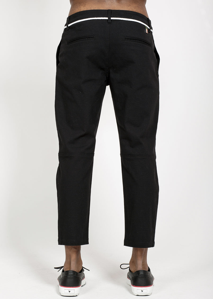 Konus Men's Cropped Pants With Drawcord in Black - shopatkonus