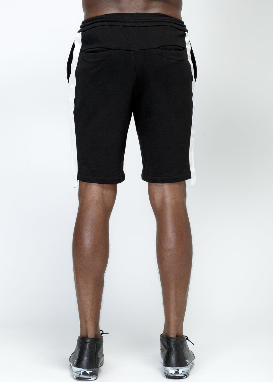 Konus Men's Sweat Shorts w/ White Tape on Side in Black - shopatkonus
