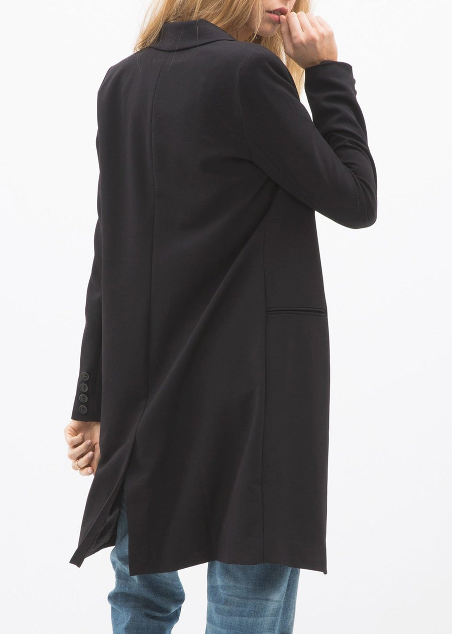 Women's Notch Lapel Longline Button Front Jacket - shopatkonus