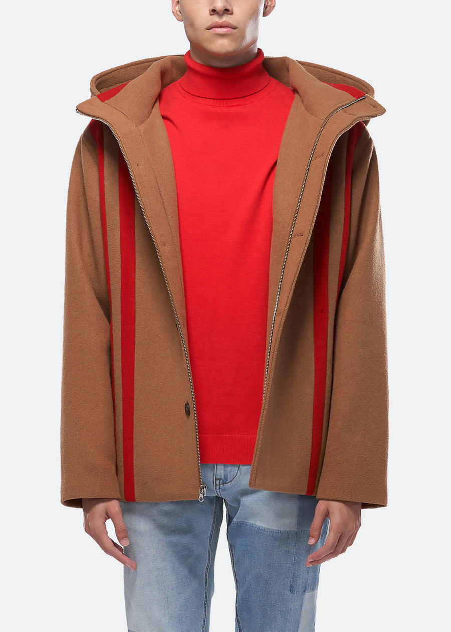 Konus Men's Wool Blend Hooded Coat in Camel - shopatkonus