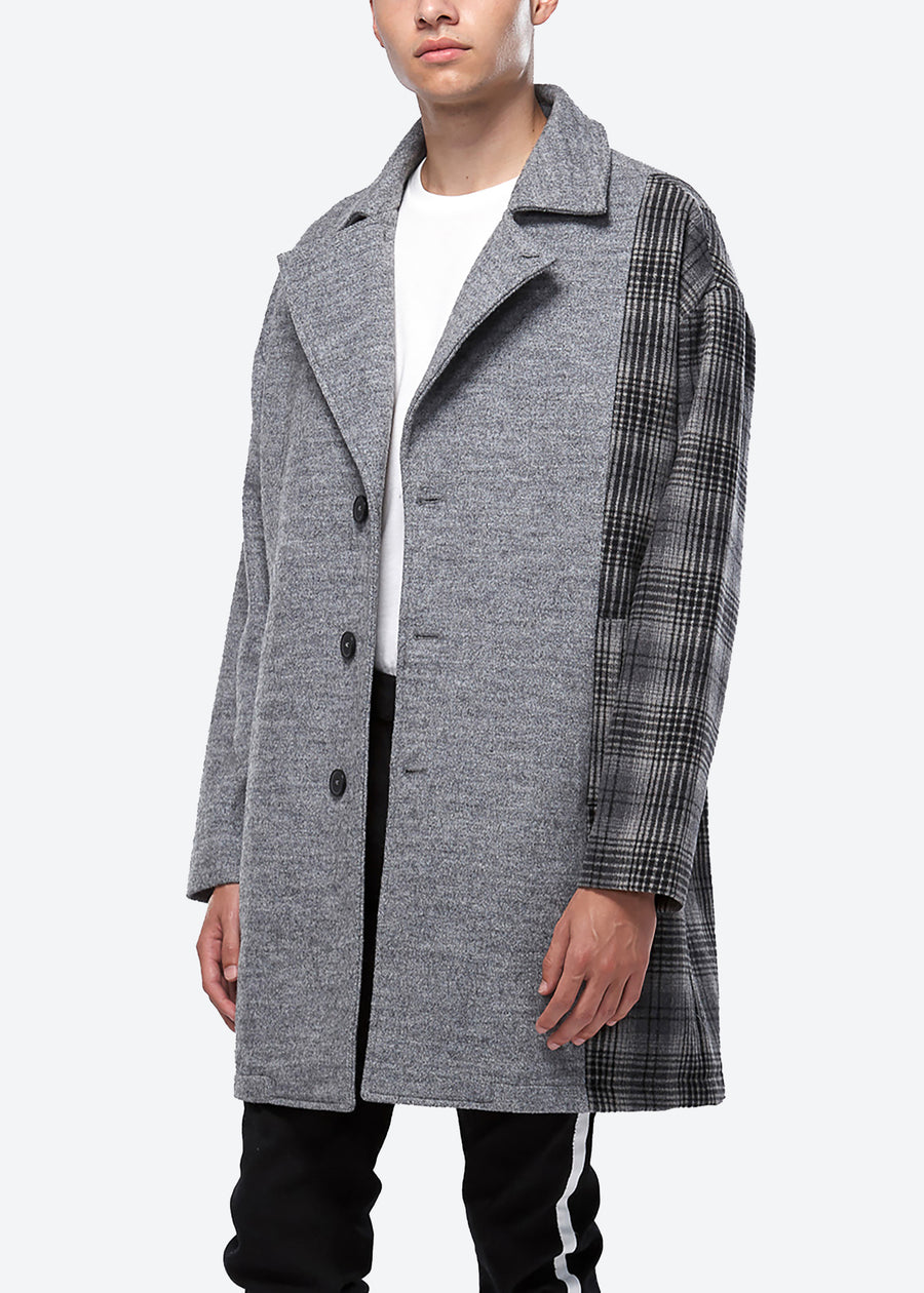 Konus Men's Oversize Wool Blend Coat in Grey - shopatkonus