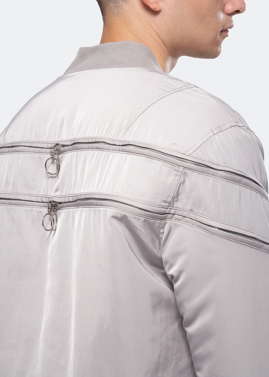 Konus Men's Bomber Jacket with Zipper Details in Grey - shopatkonus