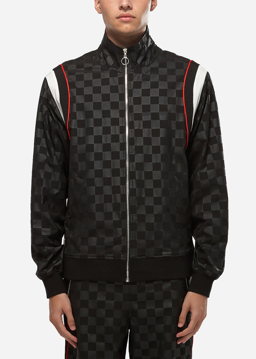 Konus Men's Tonal Checkered Jacket in Black - shopatkonus