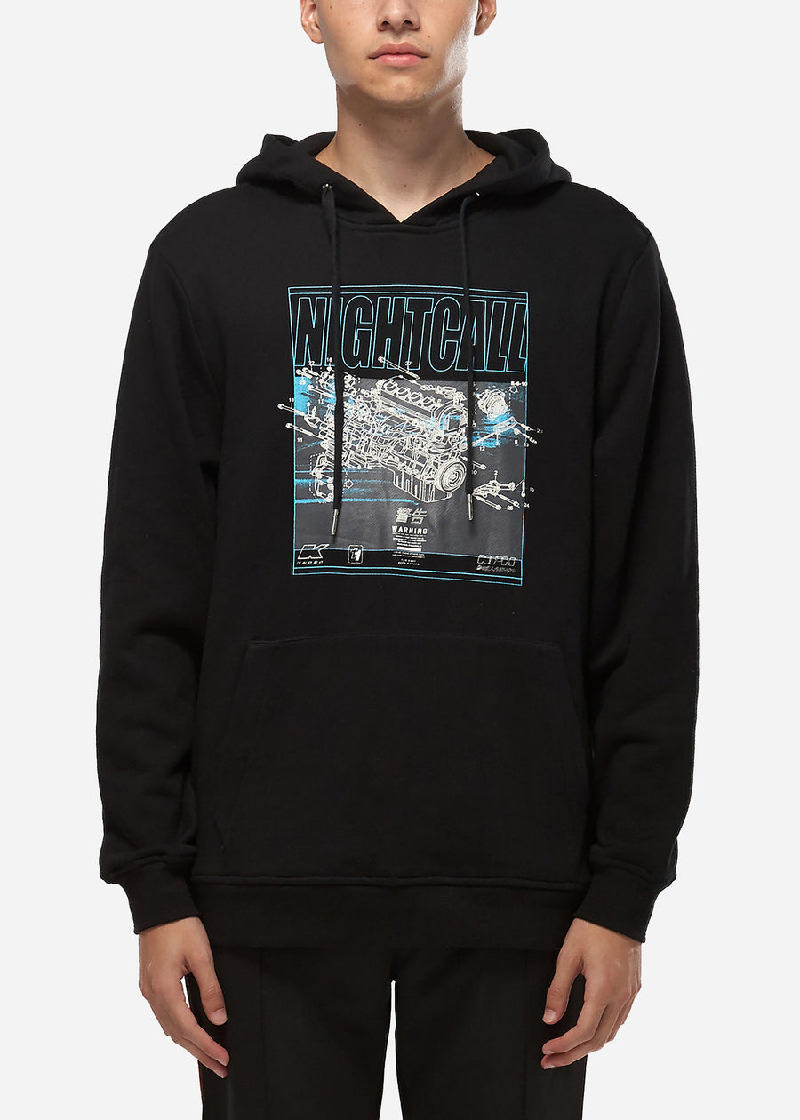 Konus Men's Graphic Pullover Hoodie in Black