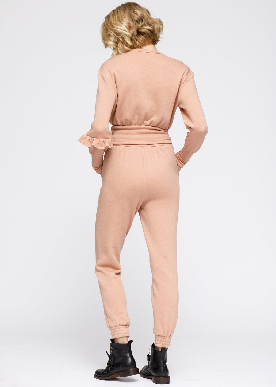 Women's Peplum Sweatpants In Peach - shopatkonus