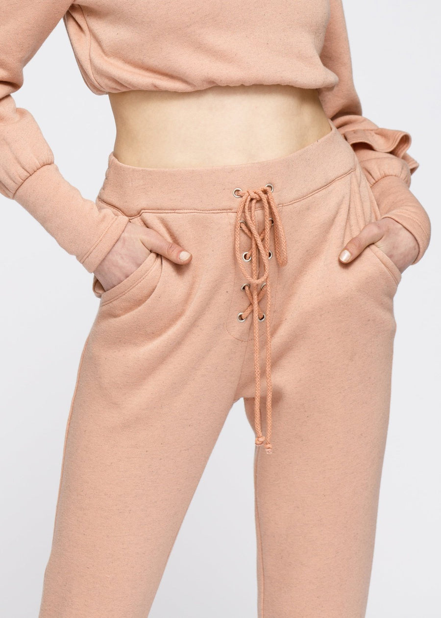 Women's Peplum Sweatpants In Peach - shopatkonus