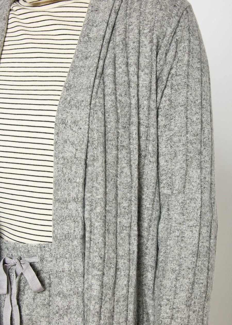 Pleione Women's Cozy Ribbed Longline Cardigan in Dove