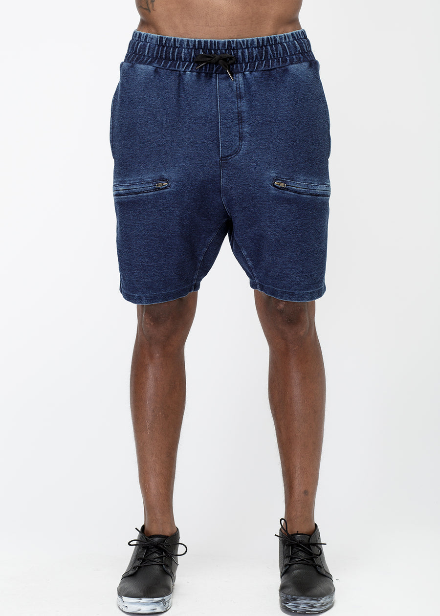 Konus Men's Heavy Denim Knit Shorts in Blue - shopatkonus