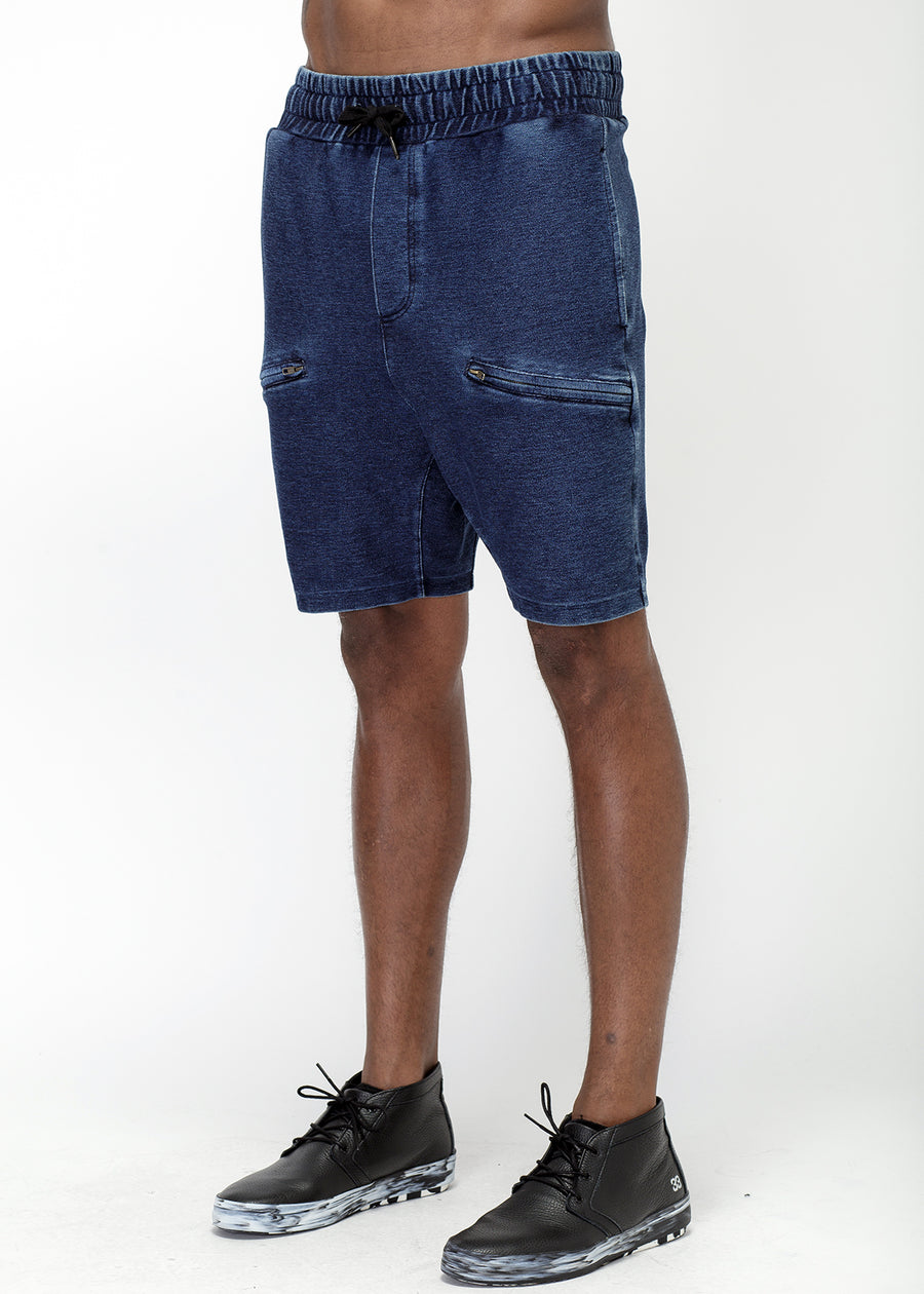 Konus Men's Heavy Denim Knit Shorts in Blue - shopatkonus