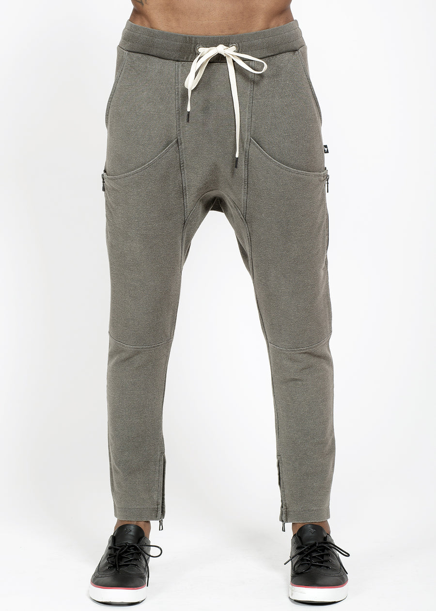 Konus Men's Over-dyed Drop Crotch Sweatpants in Charcoal - shopatkonus