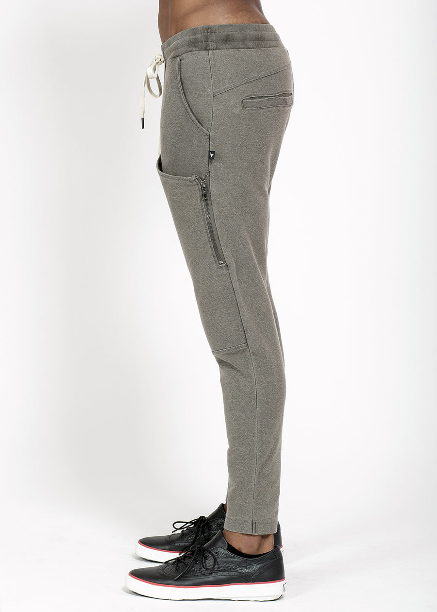 Konus Men's Over-dyed Drop Crotch Sweatpants in Charcoal - shopatkonus