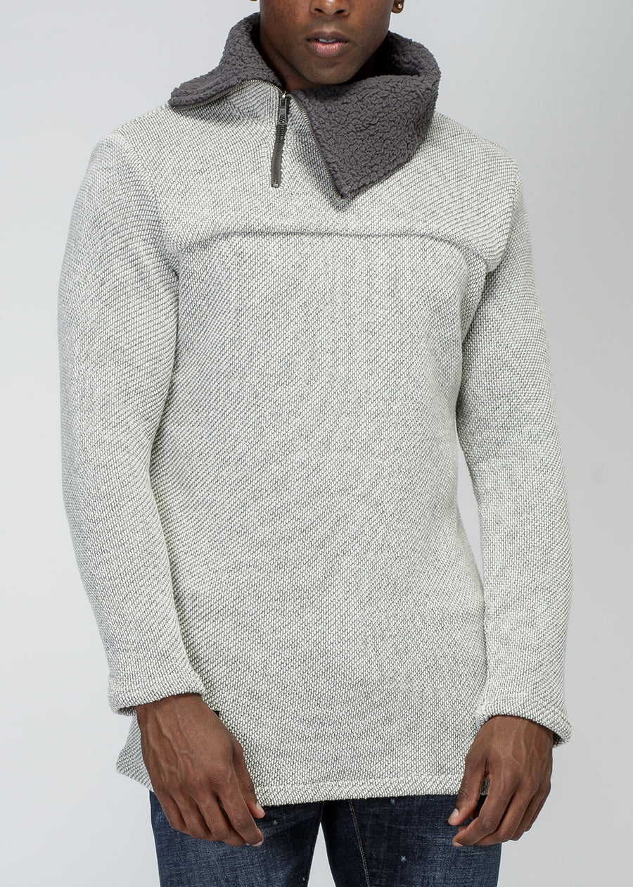 Konus Men's Side Zip Turtle Neck Sweater in Grey - shopatkonus