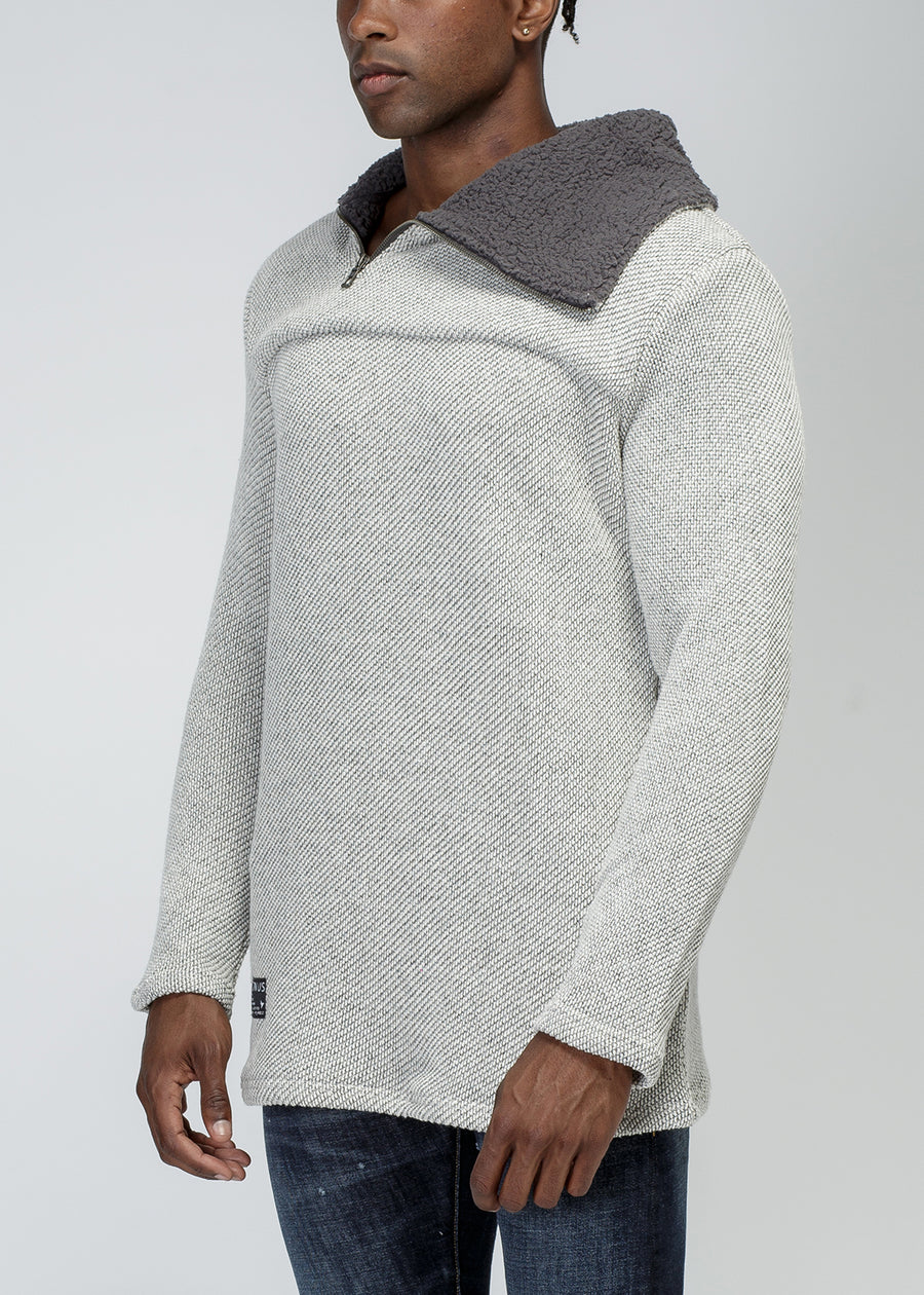 Konus Men's Side Zip Turtle Neck Sweater in Grey - shopatkonus