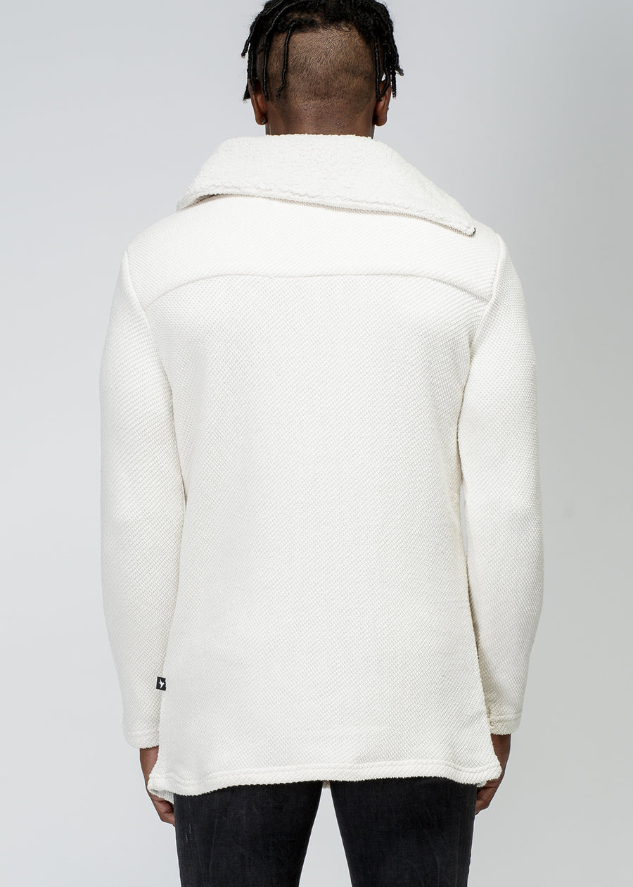 Konus Men's Side Zip Turtle Neck Sweater in Ivory - shopatkonus