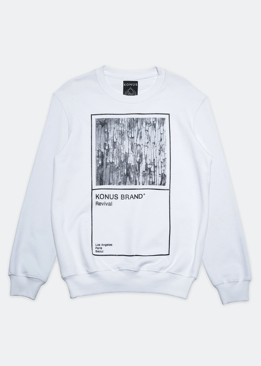 Men's 'Revival' Crewneck Sweatshirt In White - shopatkonus