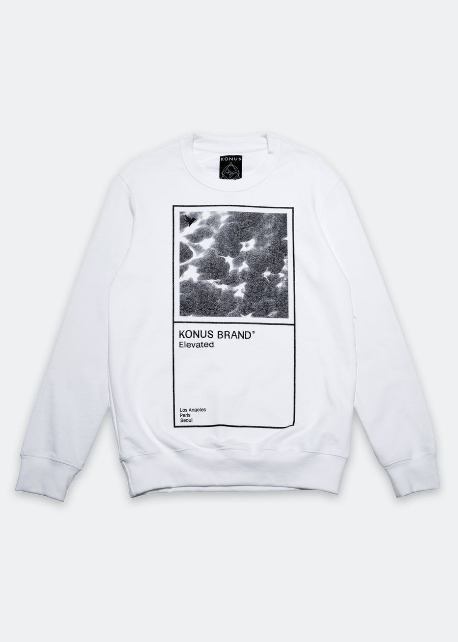 Men's 'Elevated' Crewneck Sweatshirt In White - shopatkonus
