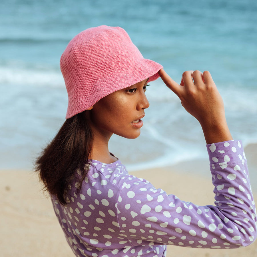 FLORETTE Crochet Bucket Hat, in Pink by BrunnaCo - shopatkonus