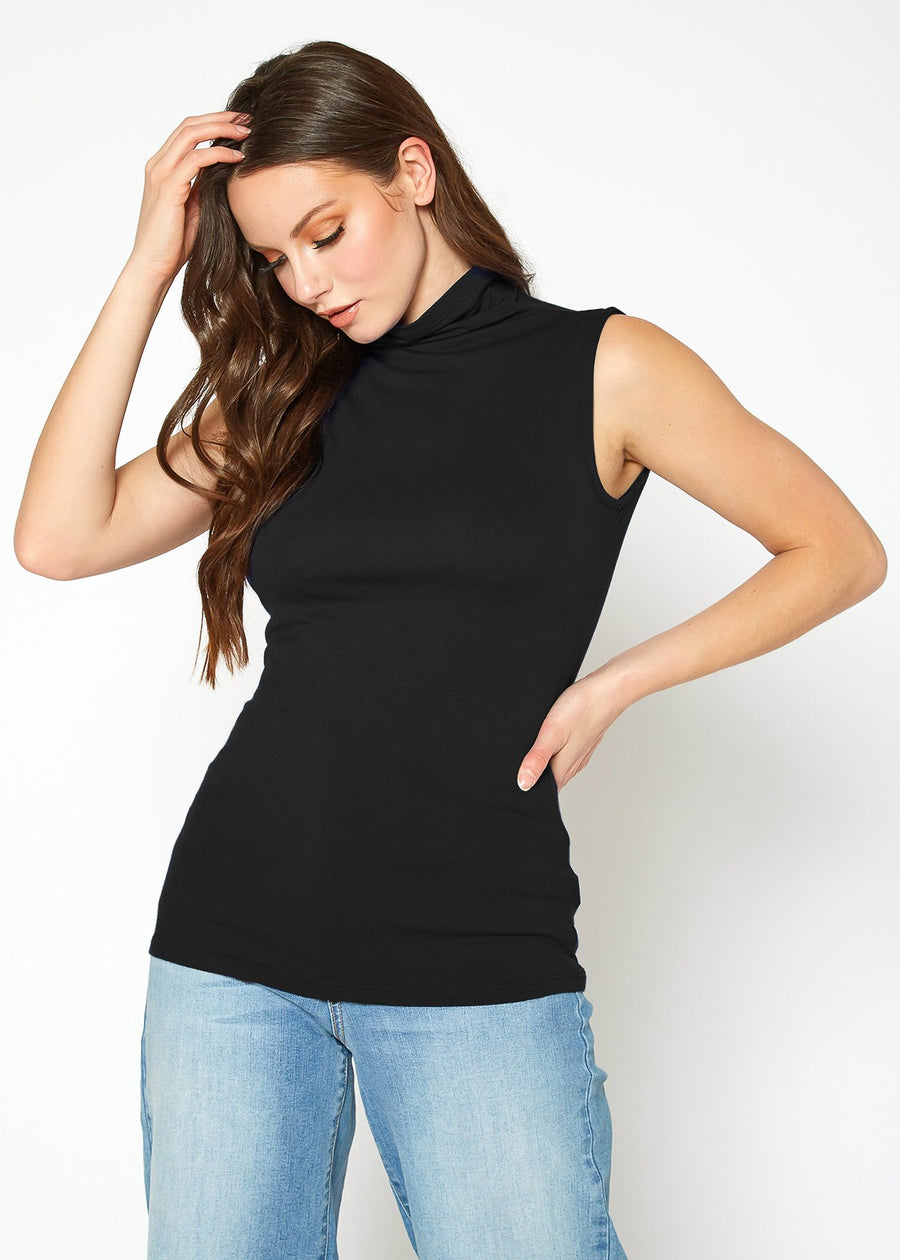 Sleeveless Turtle Neck Fitted Top - Shop at Konus