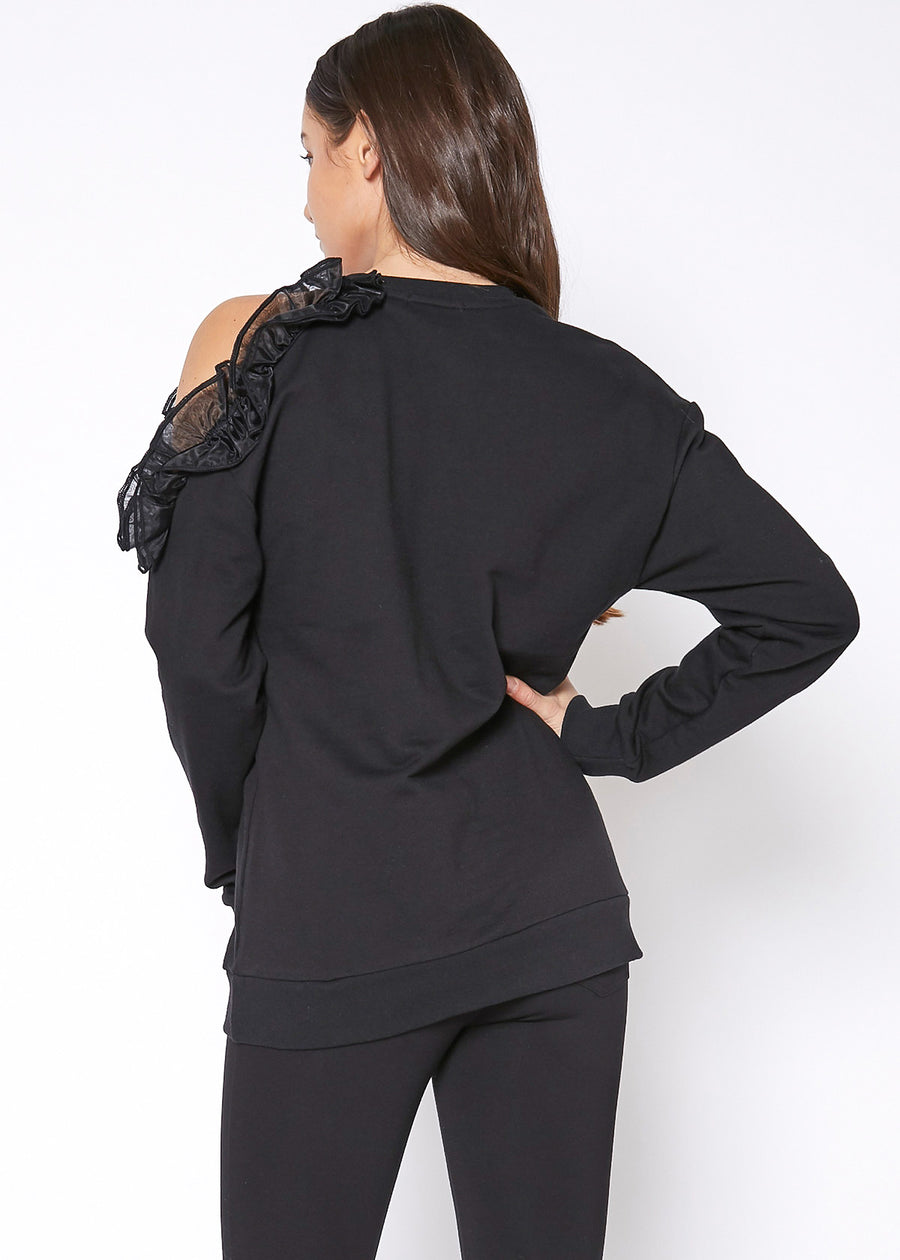 Women's One Shoulder Detail Sweatshirt - shopatkonus