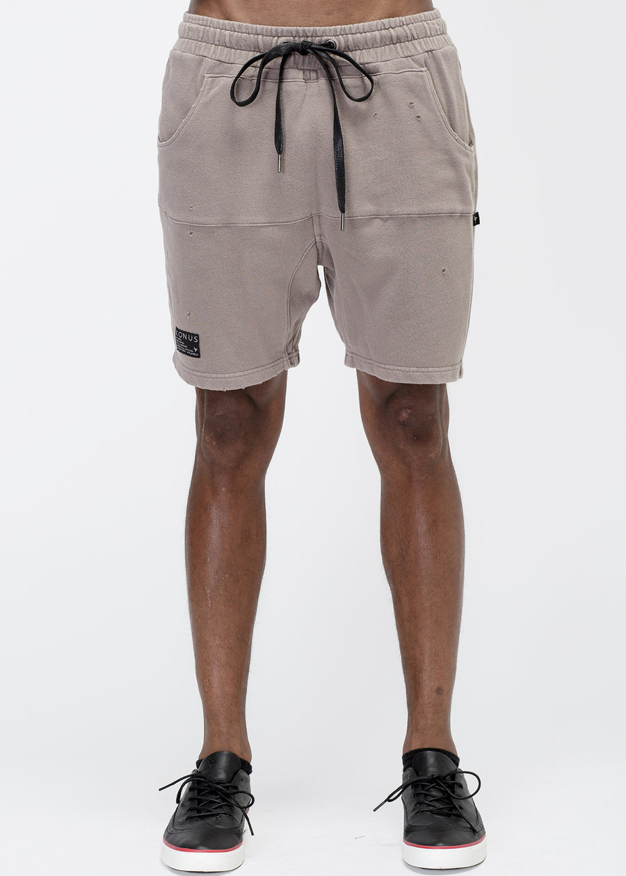 Konus Men's Garment Dyed French Terry Shorts in Mocha - shopatkonus