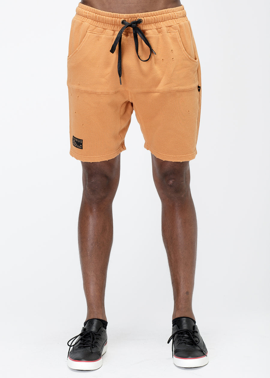 Konus Men's Garment Dyed French Terry Shorts in Orange - shopatkonus