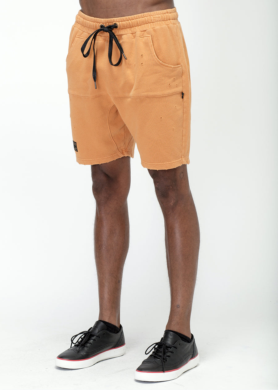 Konus Men's Garment Dyed French Terry Shorts in Orange - shopatkonus