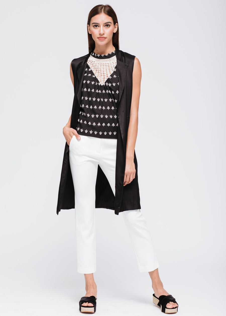 CLOSEOUT Women's Sleeveless Crochet Trim Top