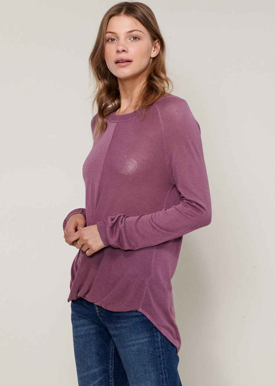 Women's Wrap Hem Sweater In Fig - shopatkonus