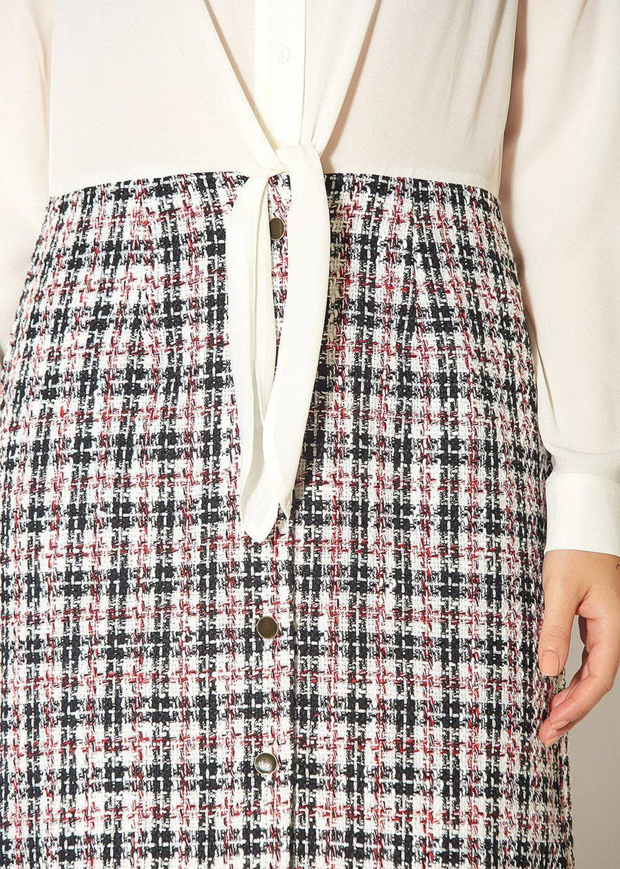 Pleione Women's High Rise Tweed Pencil Dress