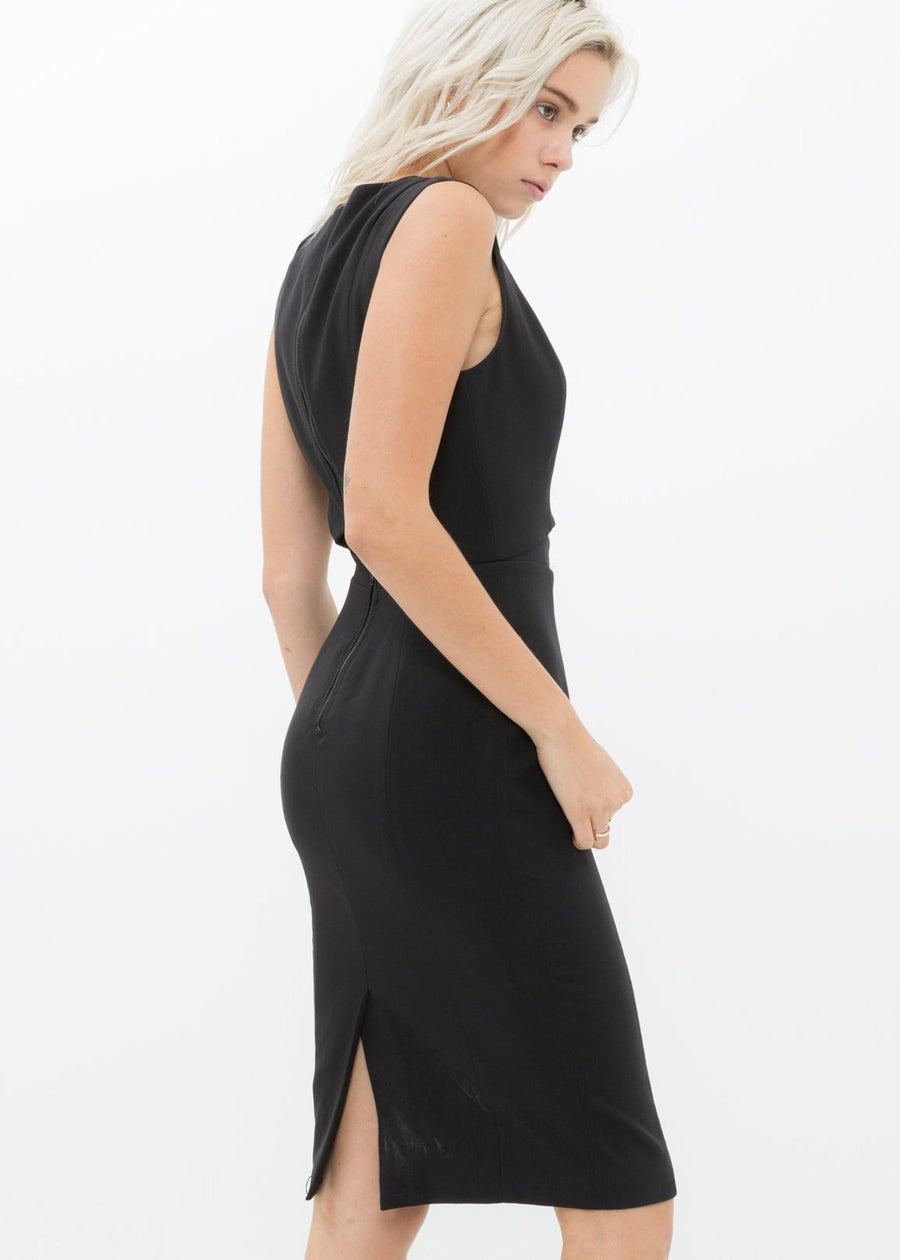 Women's Set Impression Keyhole Front Midi Dress In Black - shopatkonus