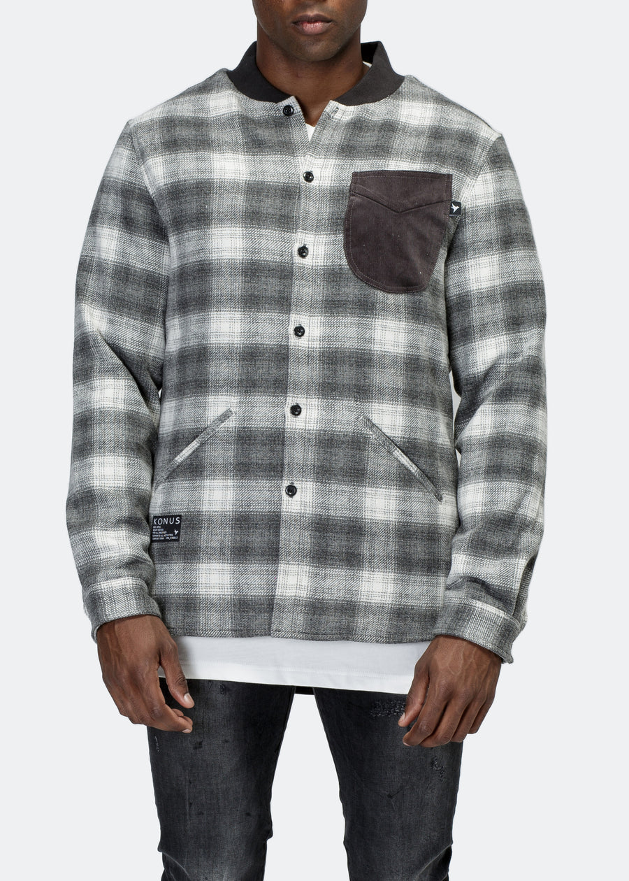 Konus Men's Wool Blend Shirt Jacket in Grey - shopatkonus