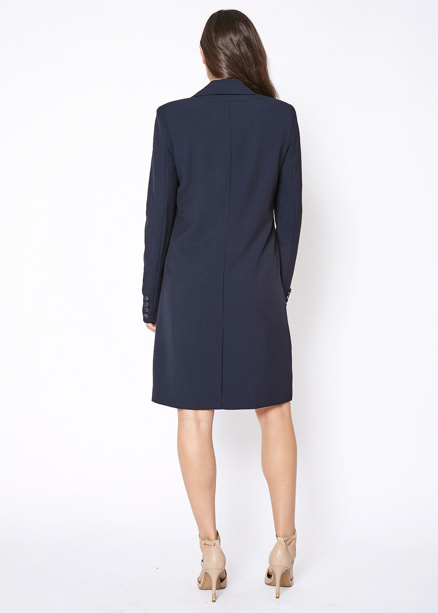 Women's Notch Lapel Longline Button Front Jacket - shopatkonus