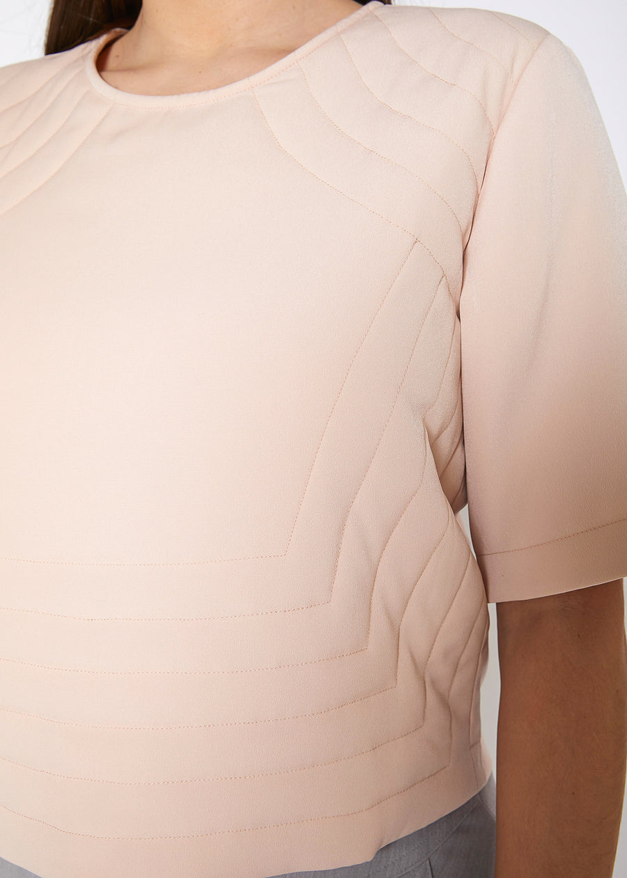 Women's Embossed Short Sleeve Crop Top - shopatkonus