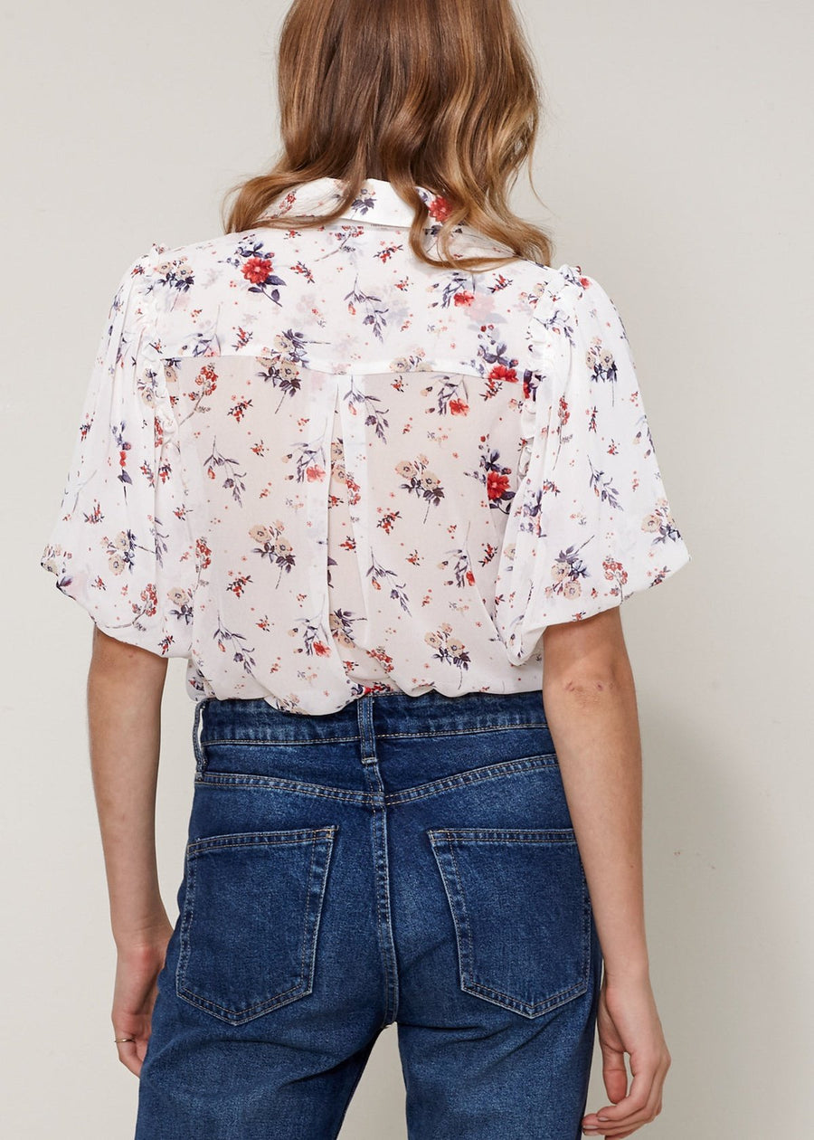Women's Soft Flower Bell Sleeve Shirt Blouse - shopatkonus