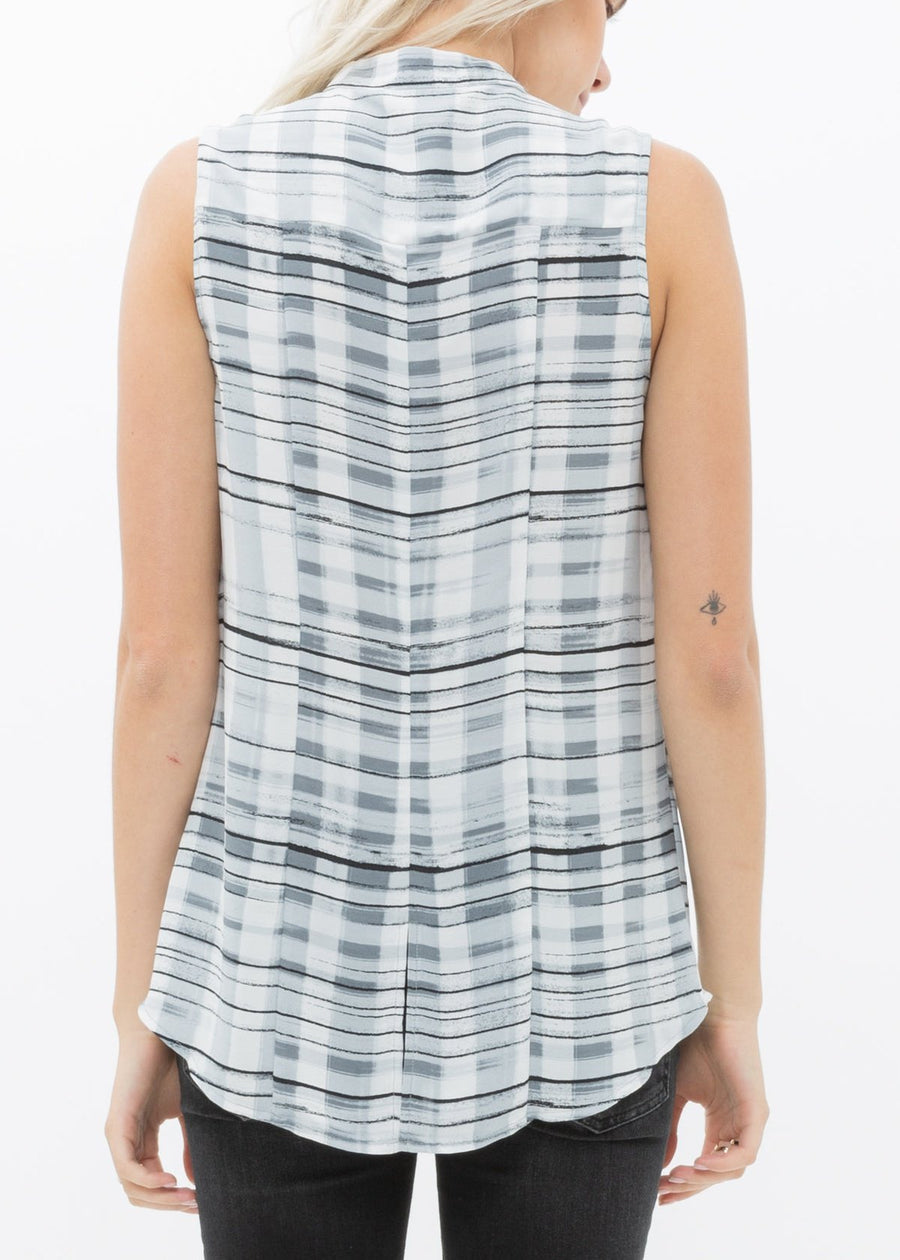 Women's Sleeveless Shirt In Plaid - shopatkonus