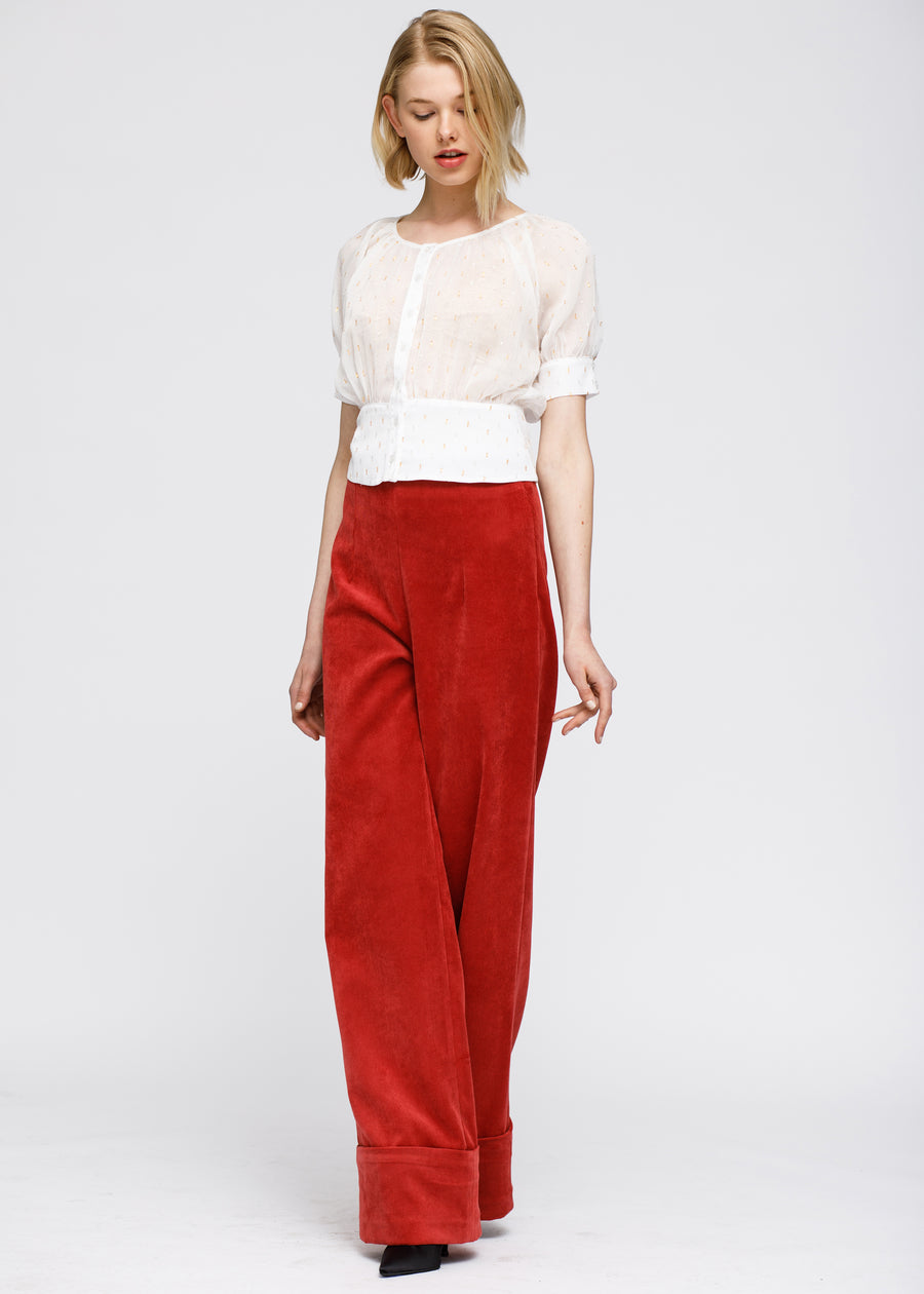 Women's Sheer Puff Shoulder Crop Top Blouse In White