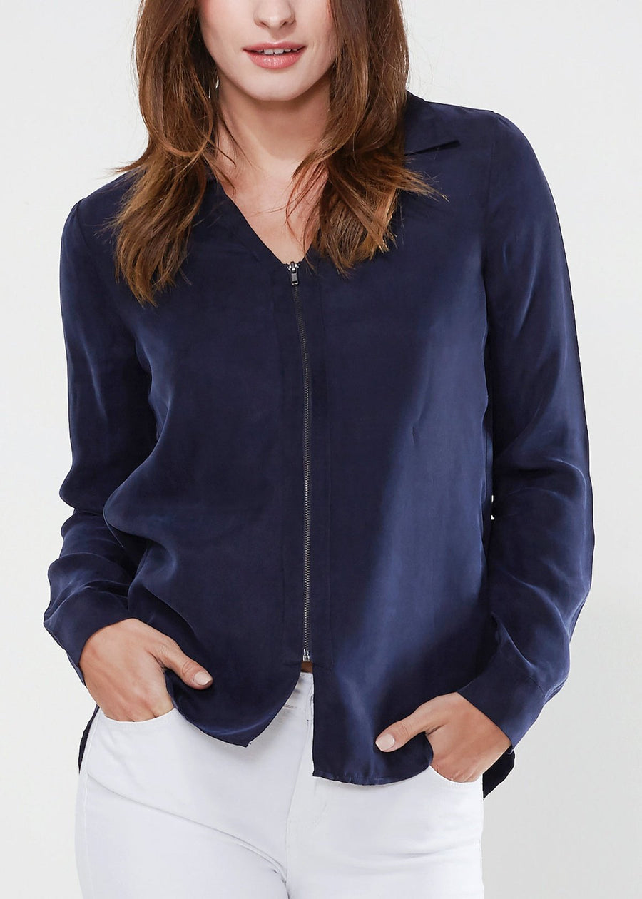 Women's Zip Up Shirt Blouse - shopatkonus
