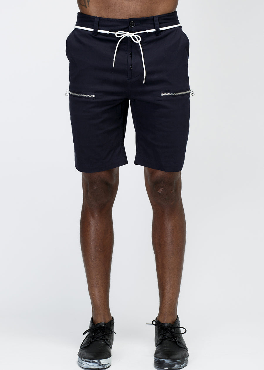 Konus Men's Zipper Cargo Shorts With Drawcord in Navy - shopatkonus