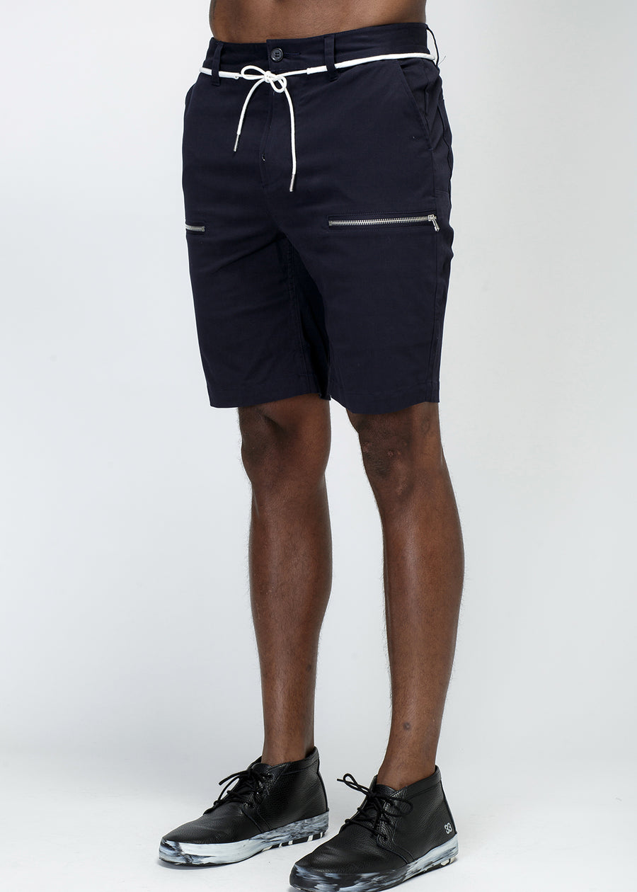 Konus Men's Zipper Cargo Shorts With Drawcord in Navy - shopatkonus