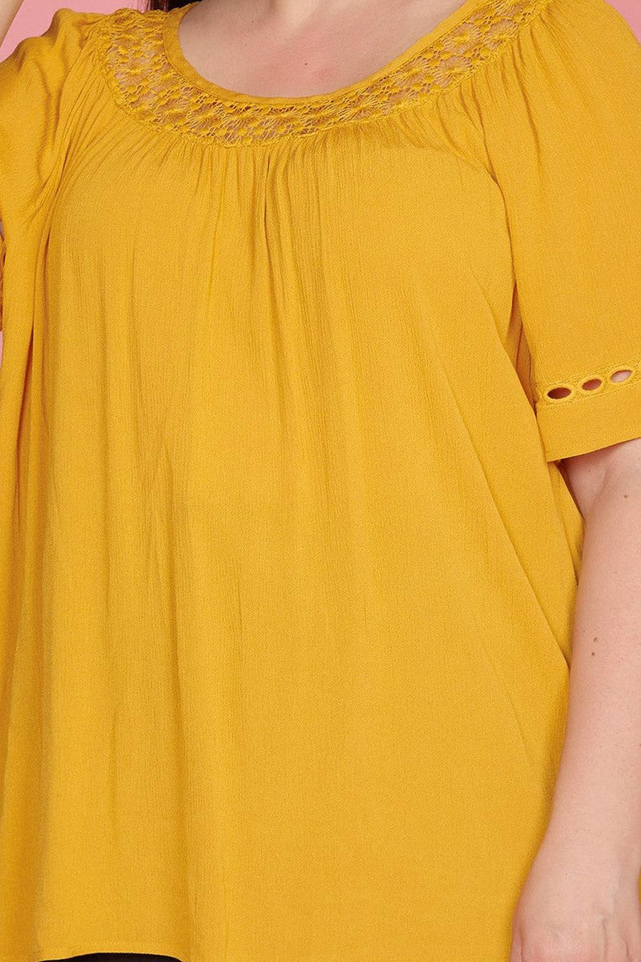 Pleione Plus Size Pleated Short Sleeve Blouse Top