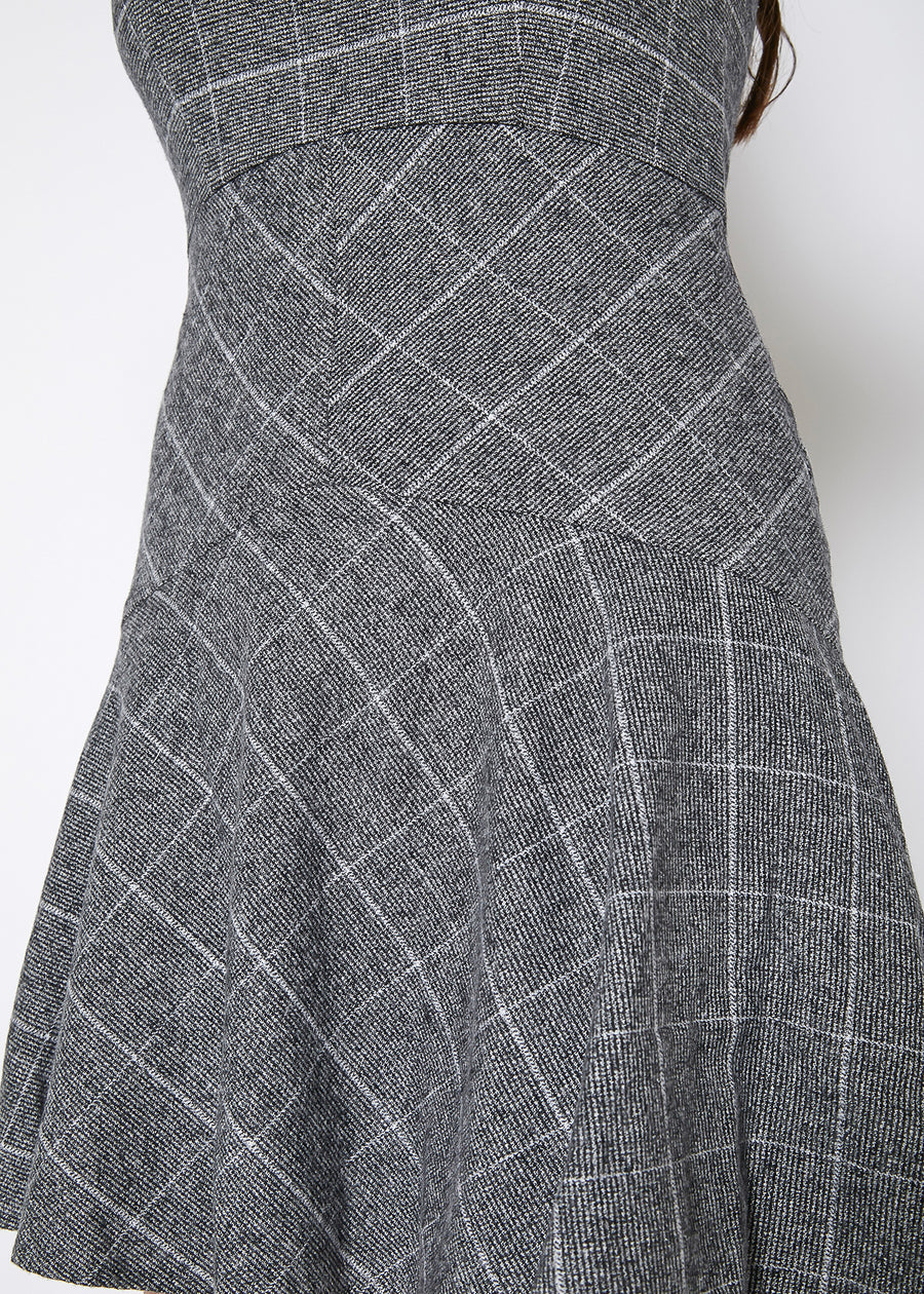 Women's Fit & Flare Tank Dress In Gray Plaid - XS Women's Fit & Flare Tank Dress In Gray Plaid - XS
