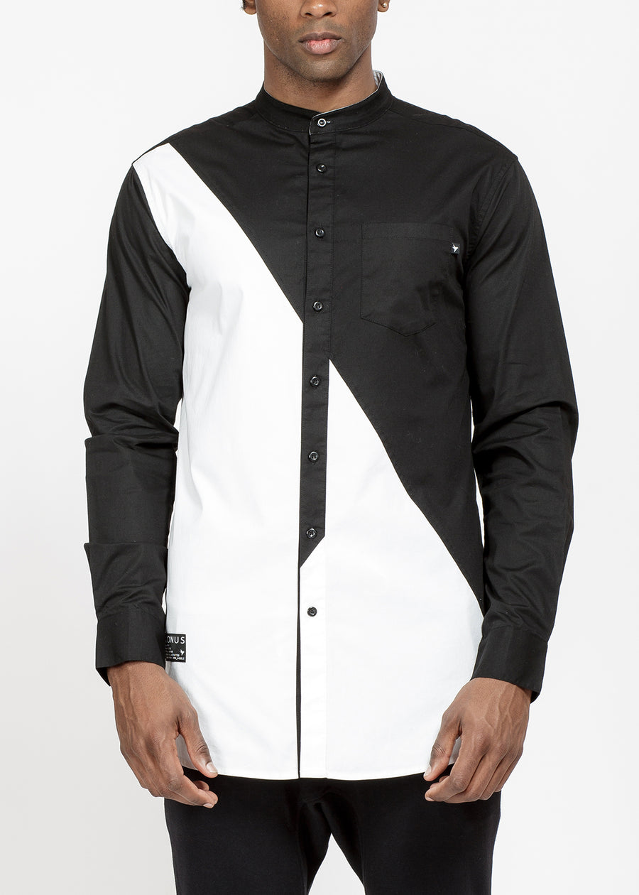 Konus Men's Cut Block Shirt in Black White - shopatkonus