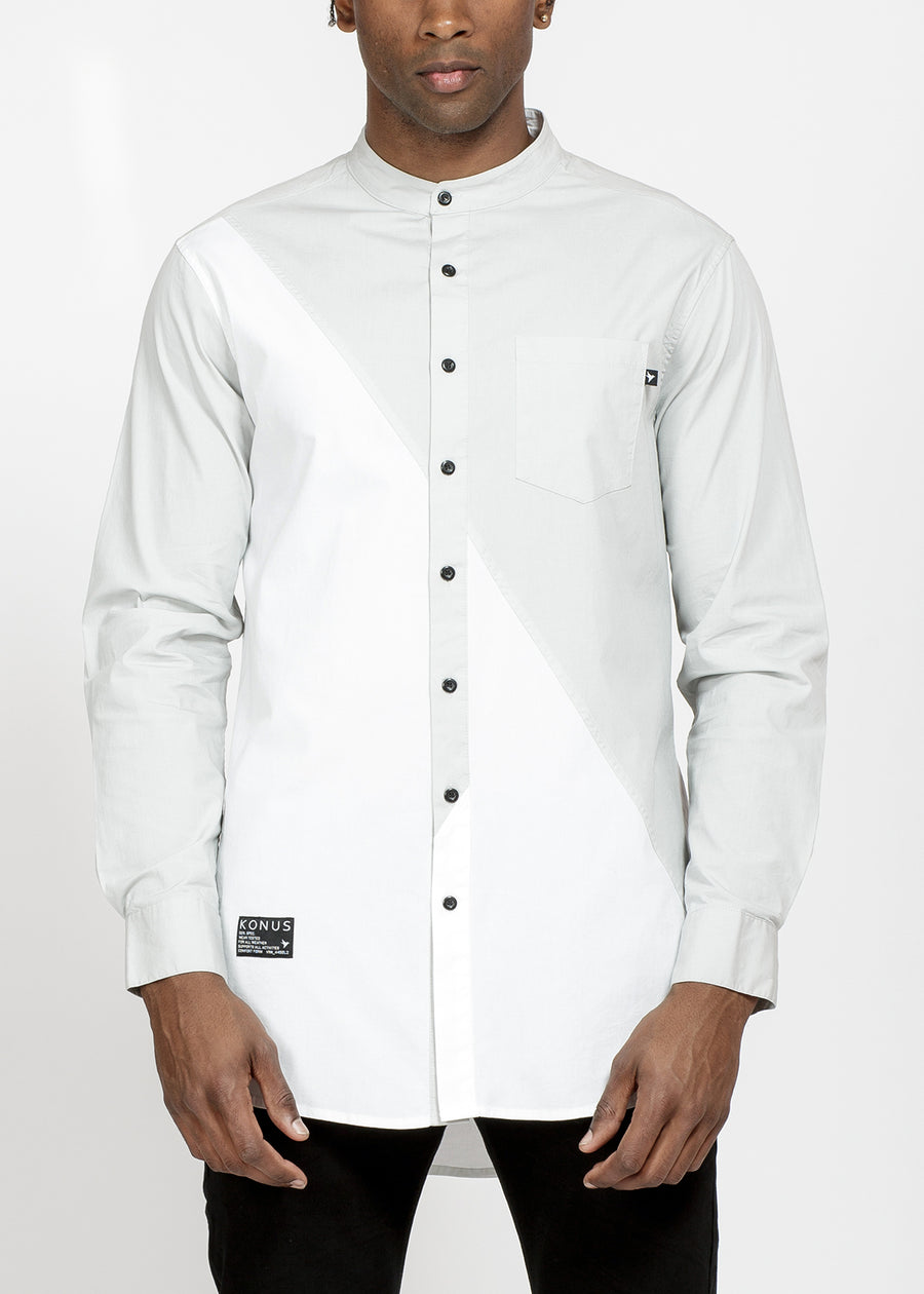 Konus Men's Cut Block Shirt in Grey - shopatkonus