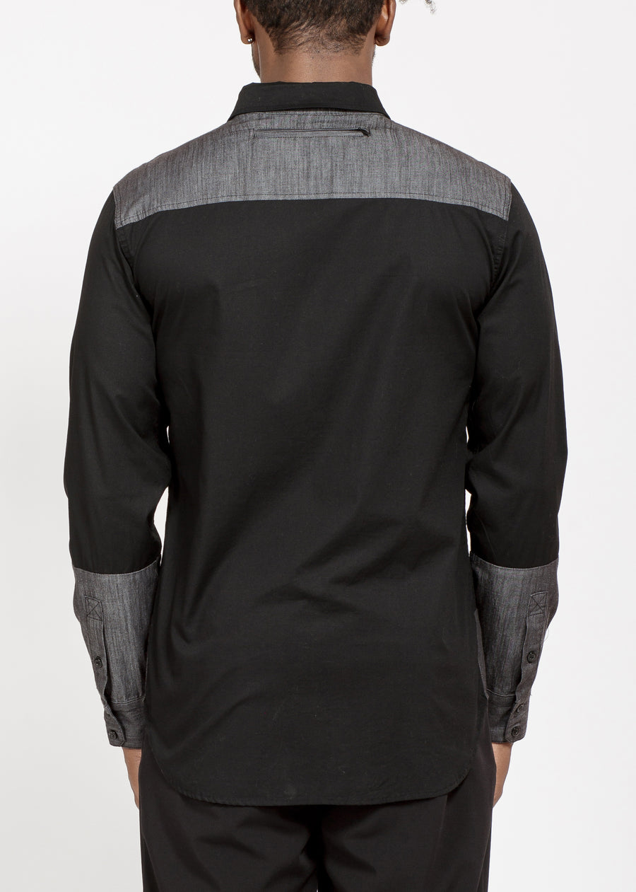 Men's Zip Pocket Button Up in Black - shopatkonus