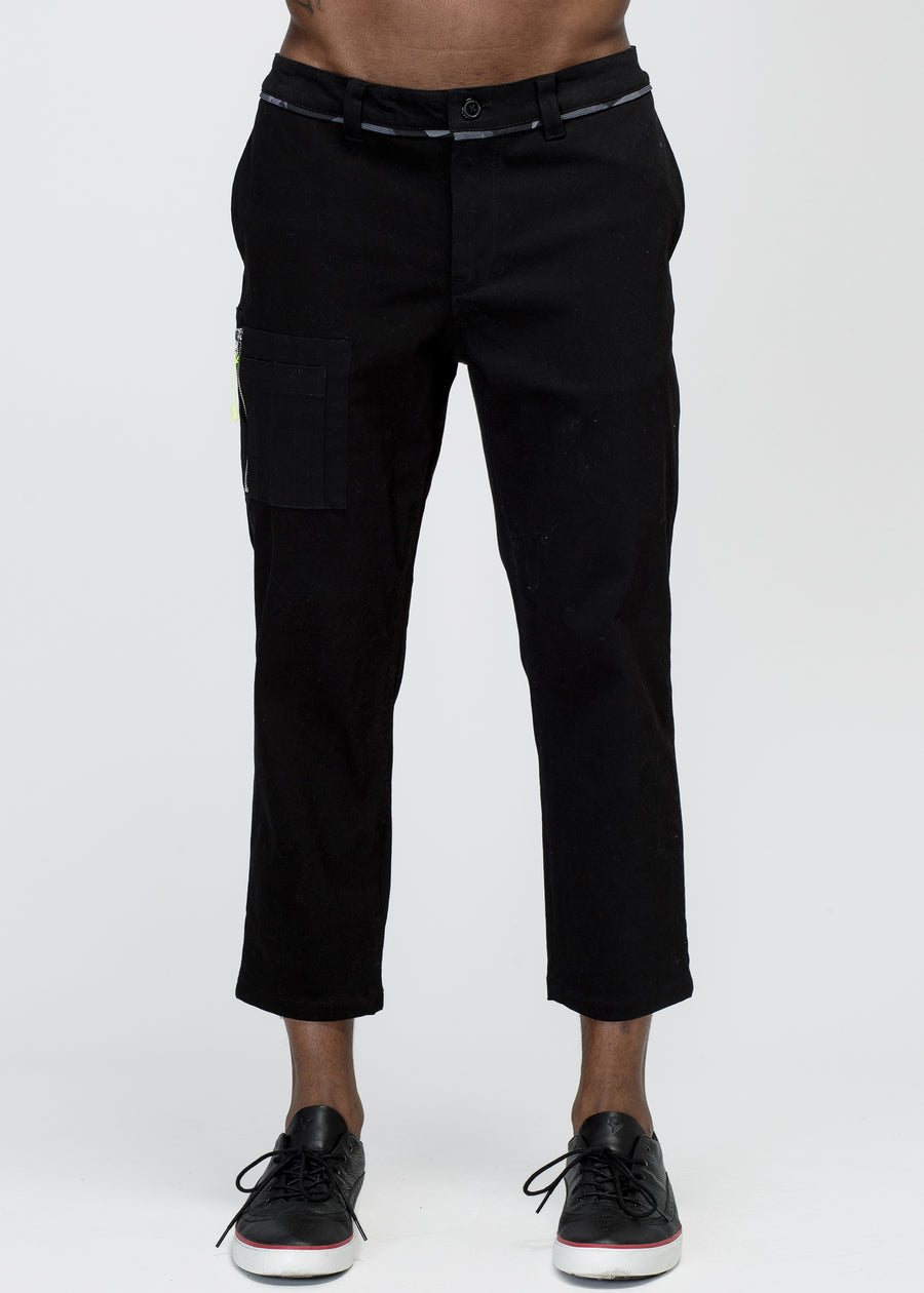 Konus Men's Cropped Side Zip Pants in Black - shopatkonus
