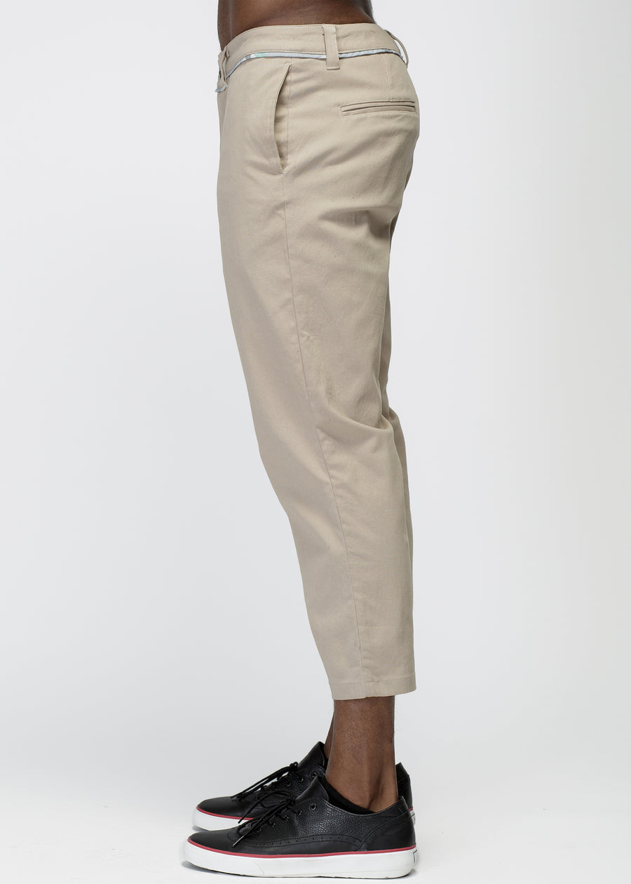 Konus Men's Cropped Side Zip Pants in Tan - shopatkonus