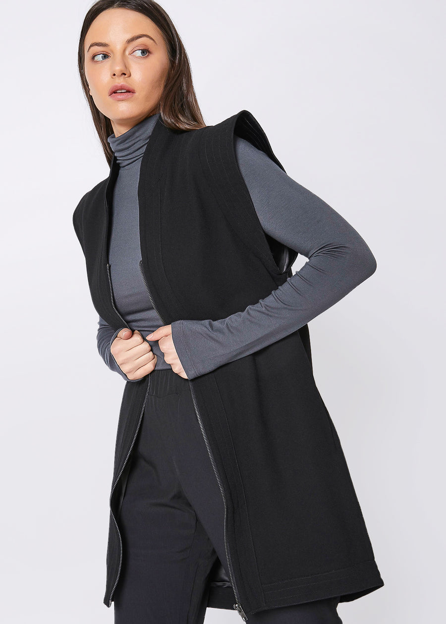 Women's Sleeveless Zip Up Vest Dress - shopatkonus