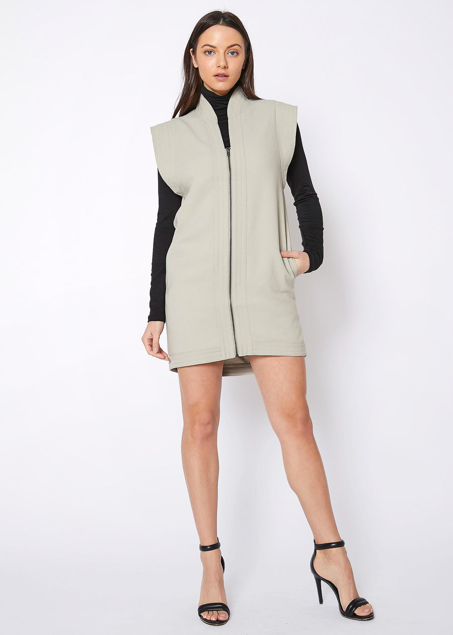 Women's Sleeveless Zip Up Vest Dress - shopatkonus